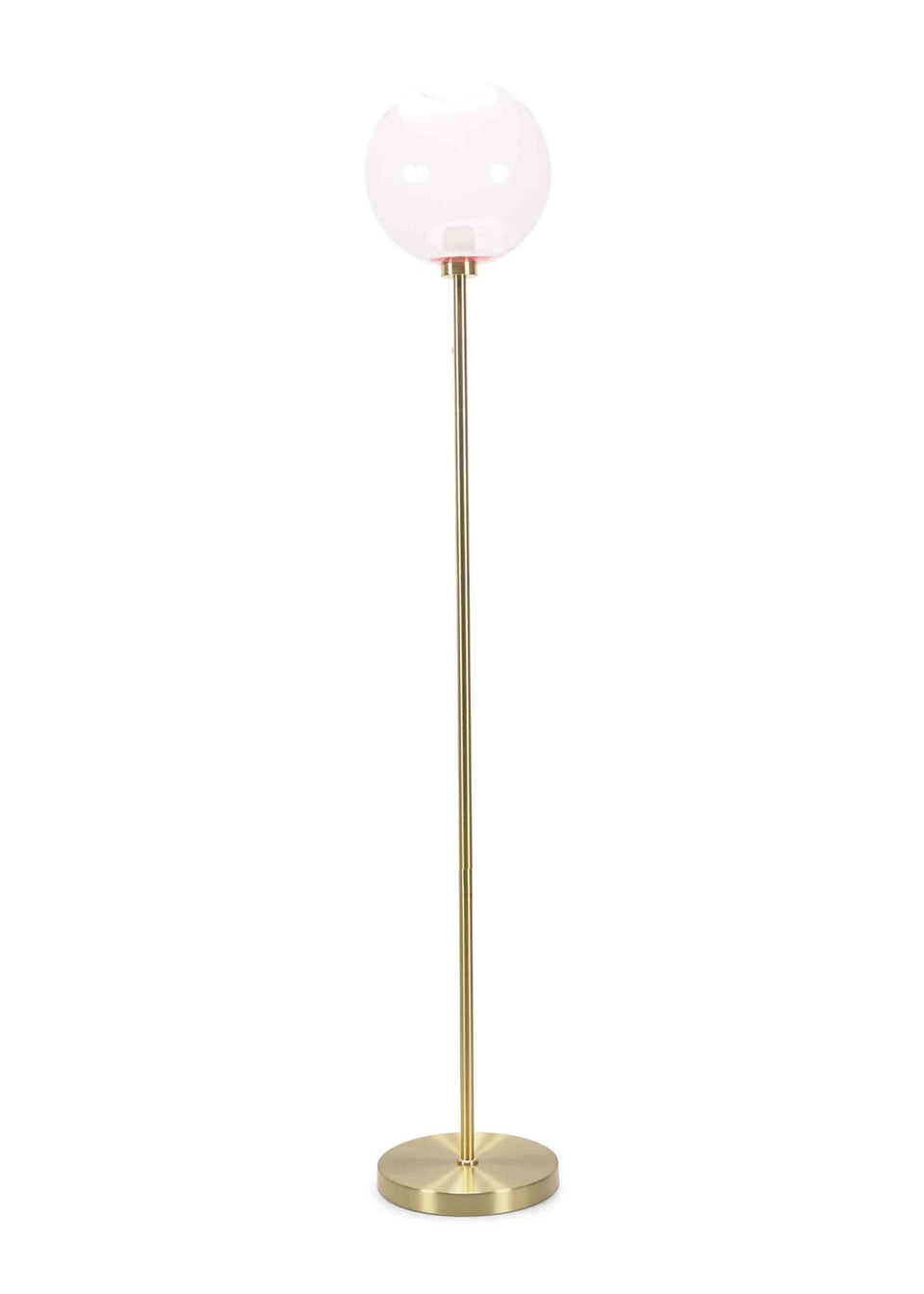 ValueLights Frenchie  Gold Floor Lamp with Pink Globe Shade (150cm x 25cm x 25cm)