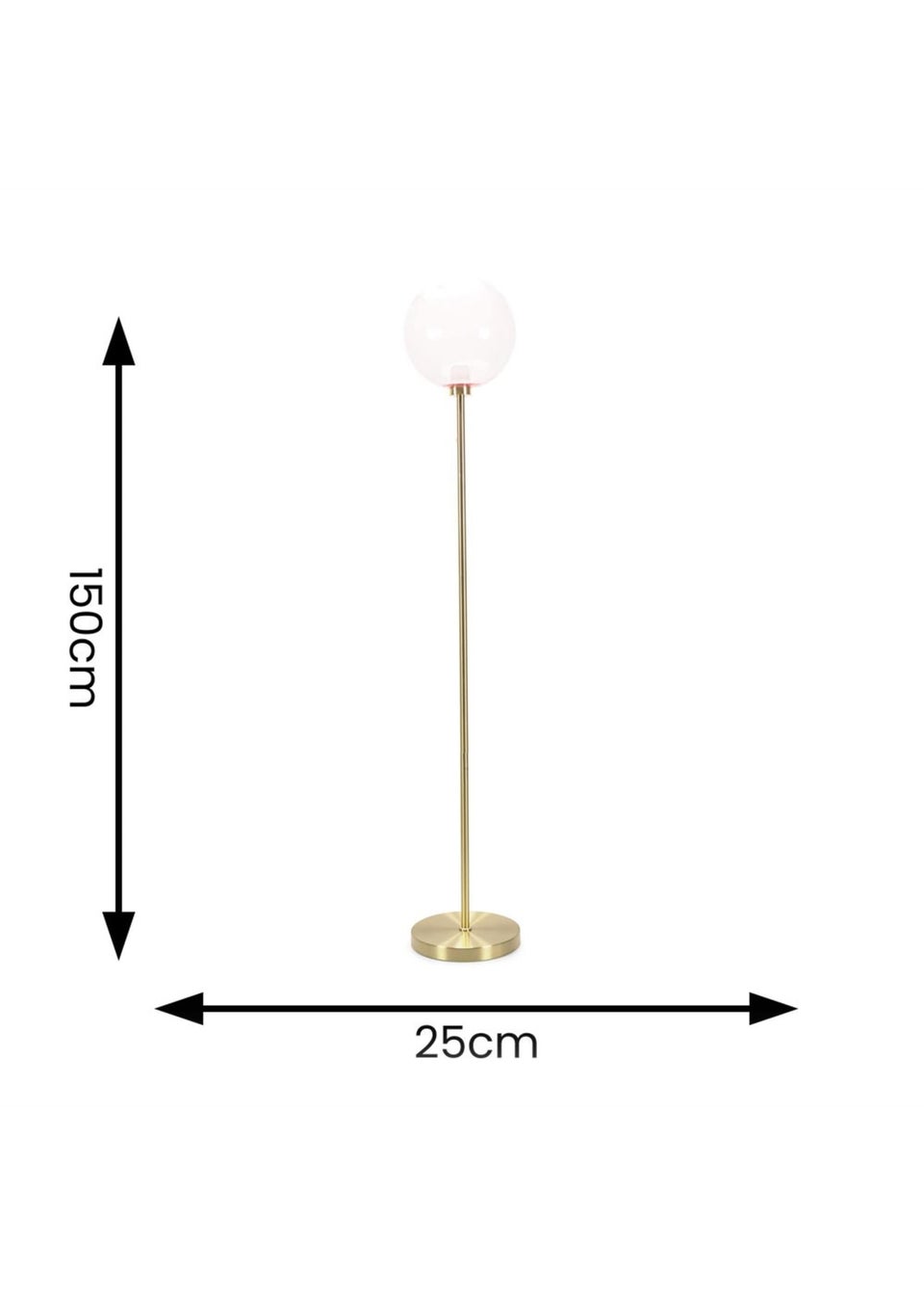ValueLights Frenchie  Gold Floor Lamp with Pink Globe Shade (150cm x 25cm x 25cm)