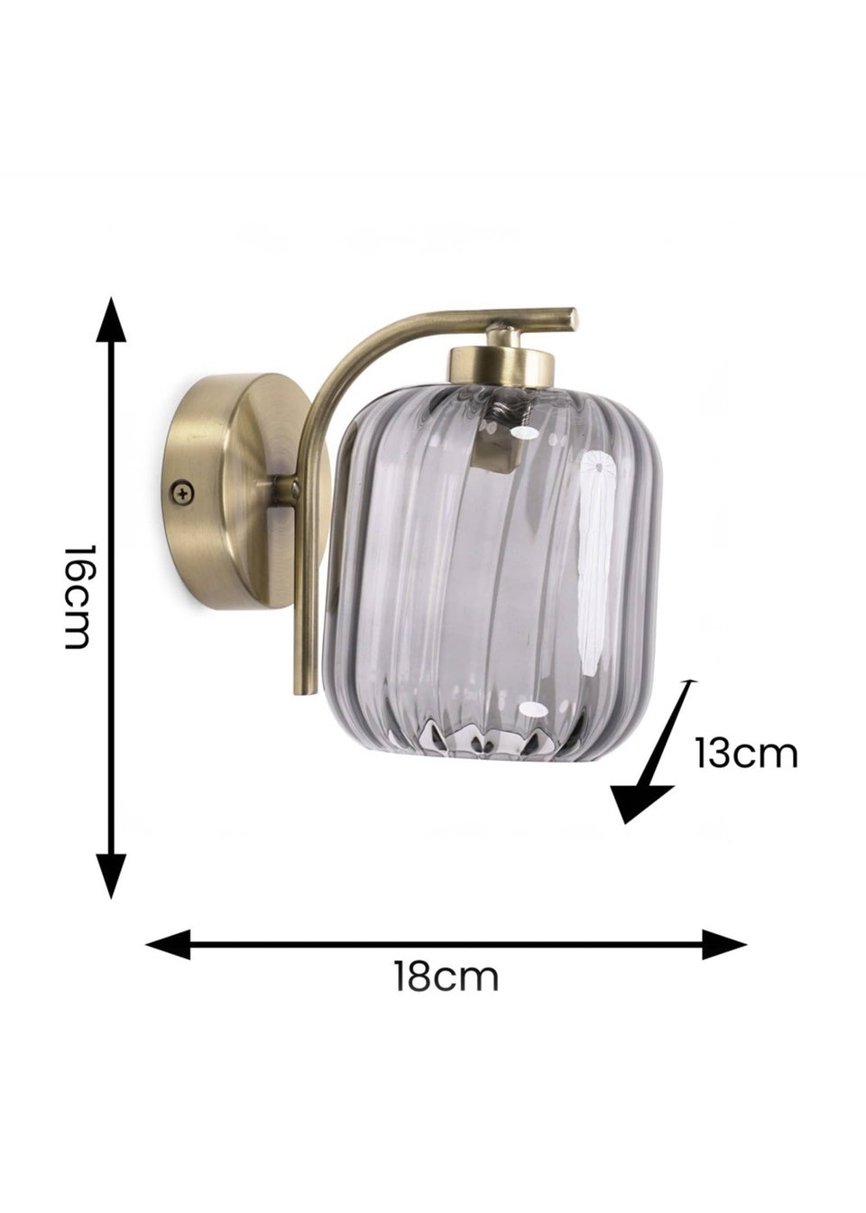 ValueLights Amelie Gold Wall Light with Grey Rectangular Shade