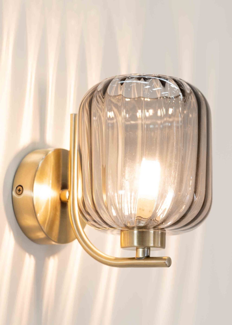 ValueLights Amelie Gold Wall Light with Grey Rectangular Shade