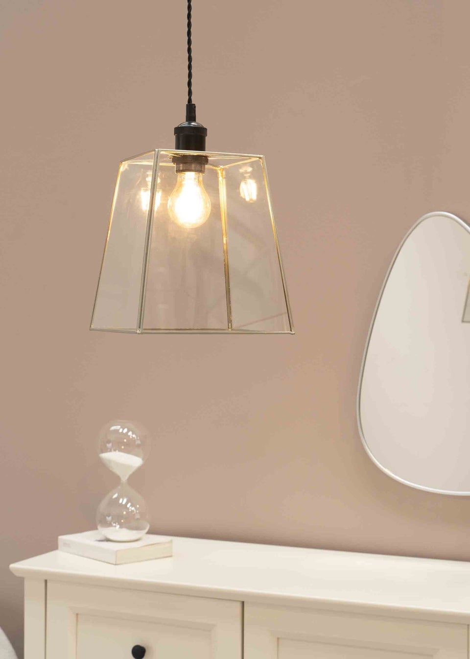 ValueLights Susie Glass Clear White Square Ceiling Pendant Shade (19cm x 18cm x 18cm)