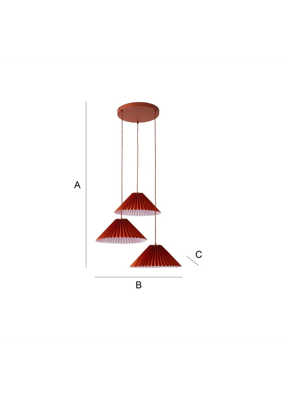 ValueLights Akira  Orange Pendant Light with Orange Tapered Shade (111cm x 57cm x 57cm)