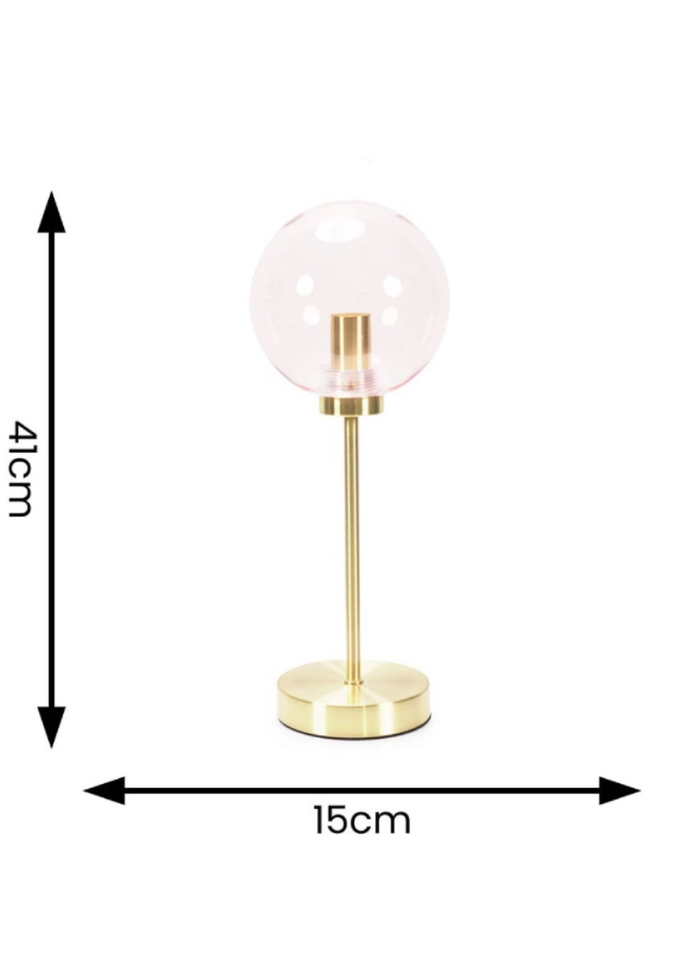 ValueLights Frenchie  Gold Table Lamp with Pink Globe Shade (41cm x 15cm x 15cm)
