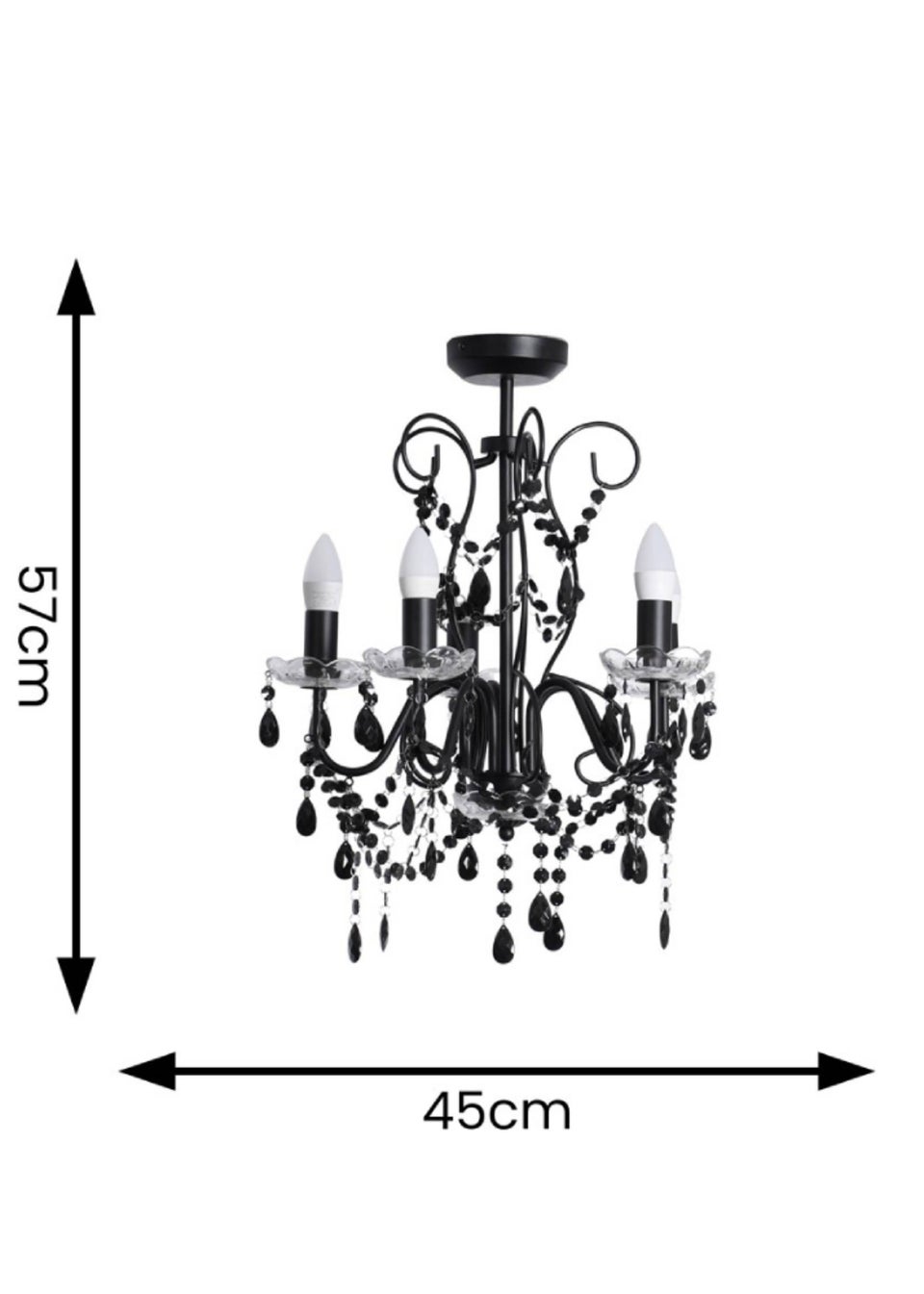 ValueLights Viscount  Black Pendant Light (57cm x 45cm x 45cm)