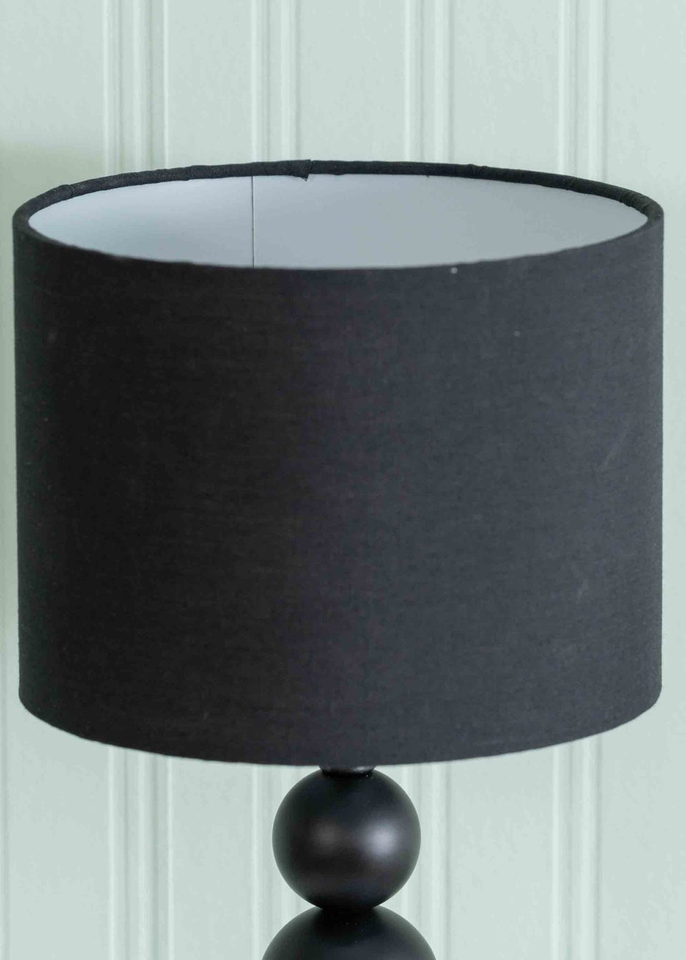 ValueLights Marissa  Black Table Lamp with Black Drum Shade (36cm x 17cm x 17cm)