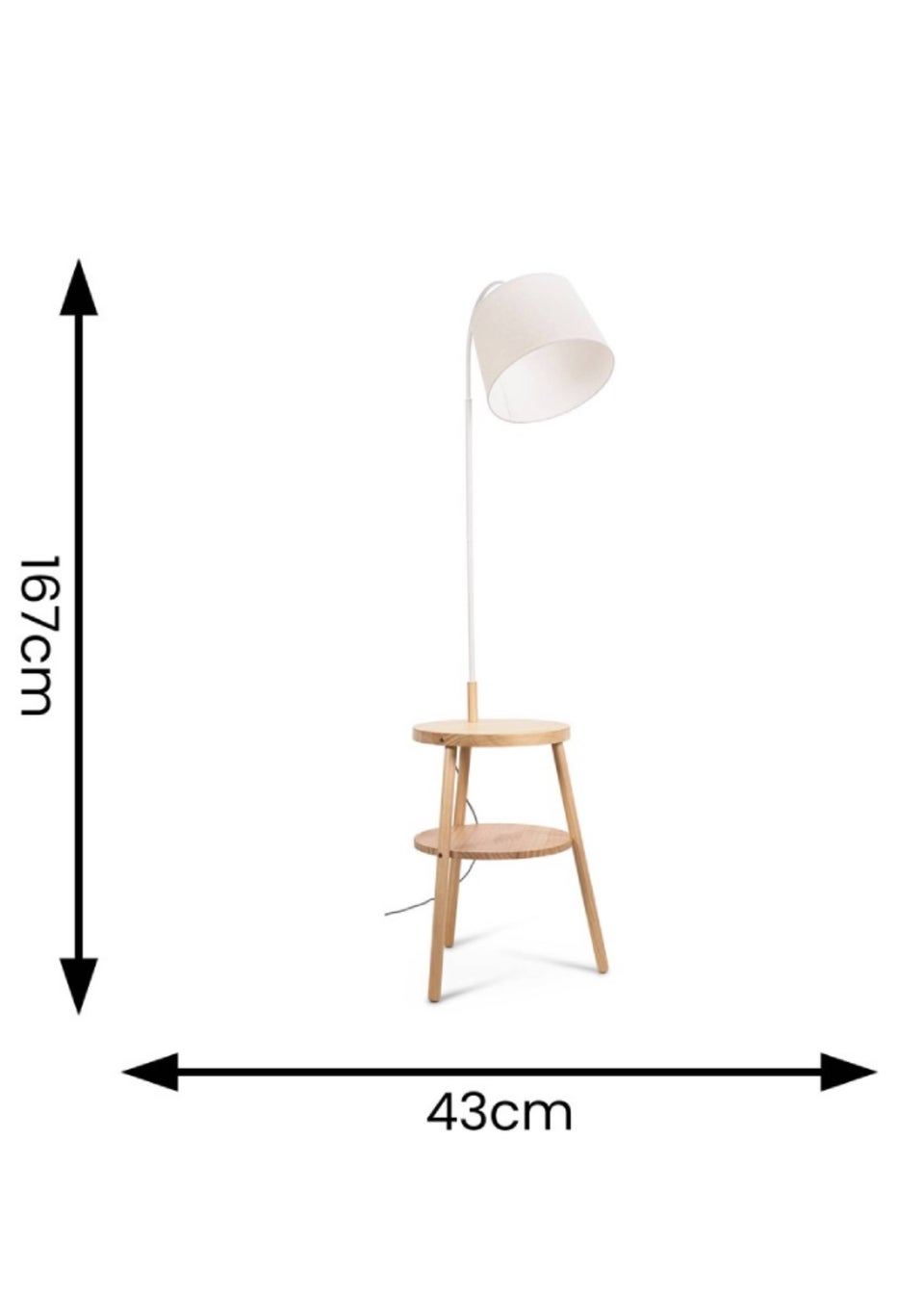 ValueLights Crowther Oak Effect Natural Floor Lamp with Small Tapered Shade