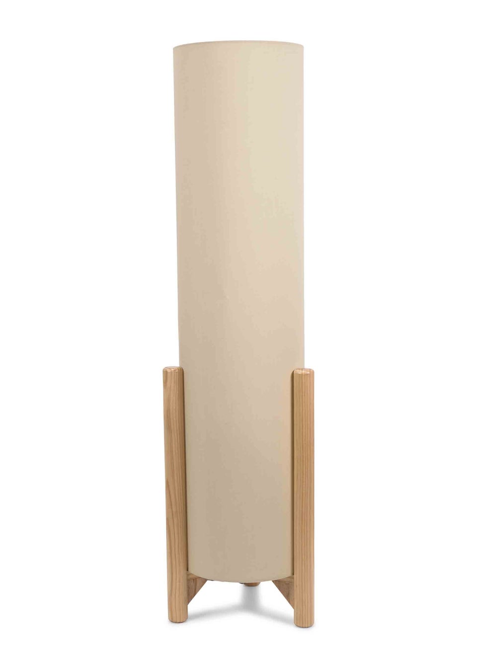 ValueLights Henry Oak Effect Natural Floor Lamp with XL Drum Shade