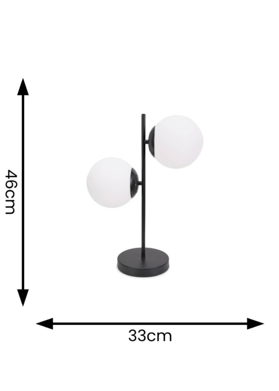 ValueLights Jas  Black Table Lamp with White Globe Shade
