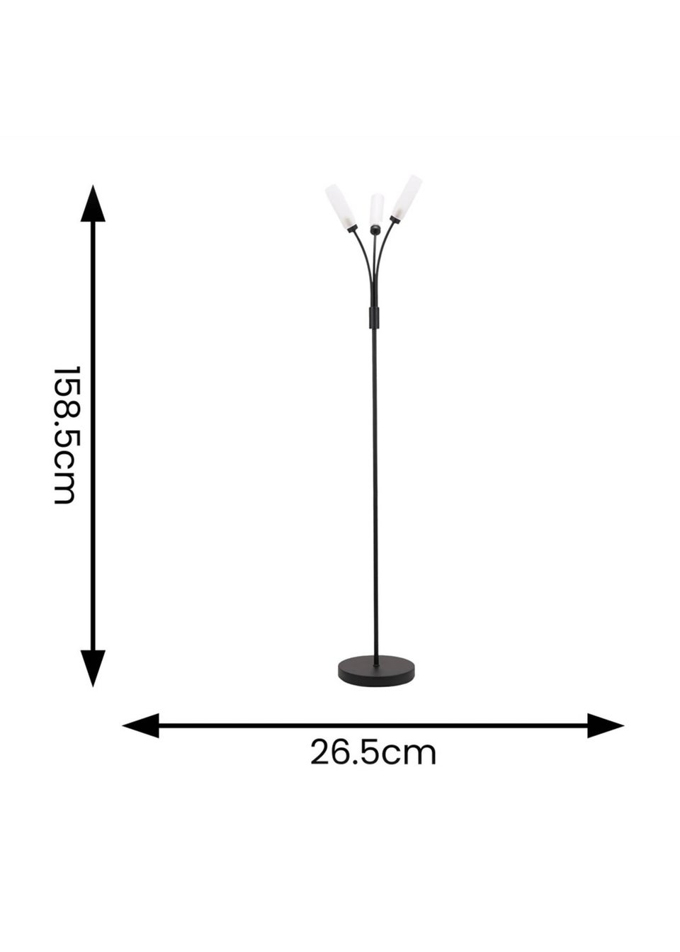 ValueLights Maya  Black Floor Lamp with White Shades (158.5cm x 26.5cm x 26.5cm)