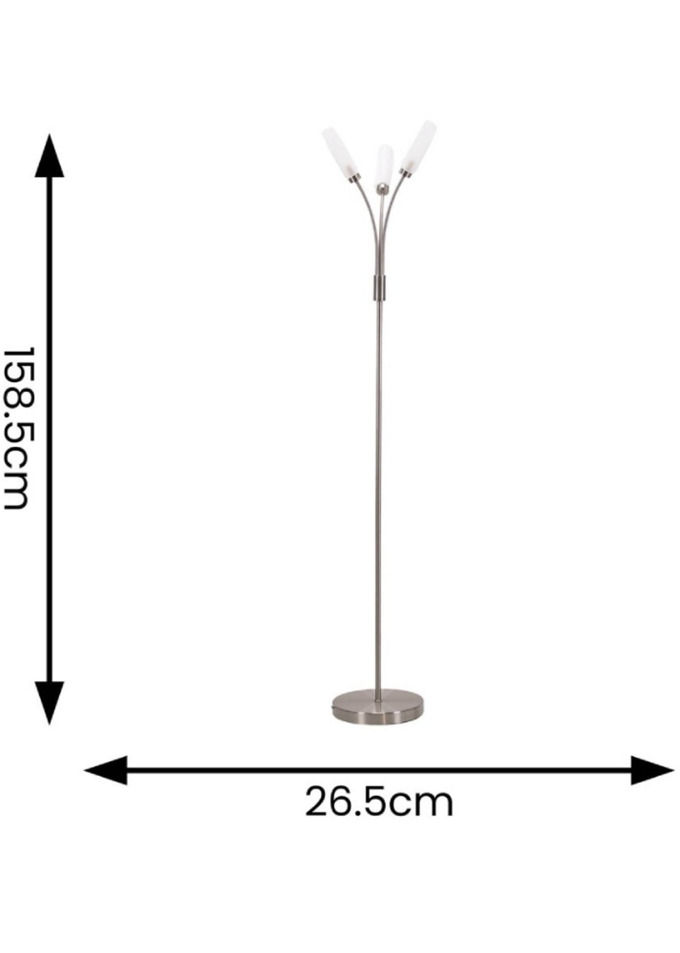 ValueLights Maya Chrome Floor Lamp with White Drum Shade (158.5cm x 26.5cm x 26.5cm)