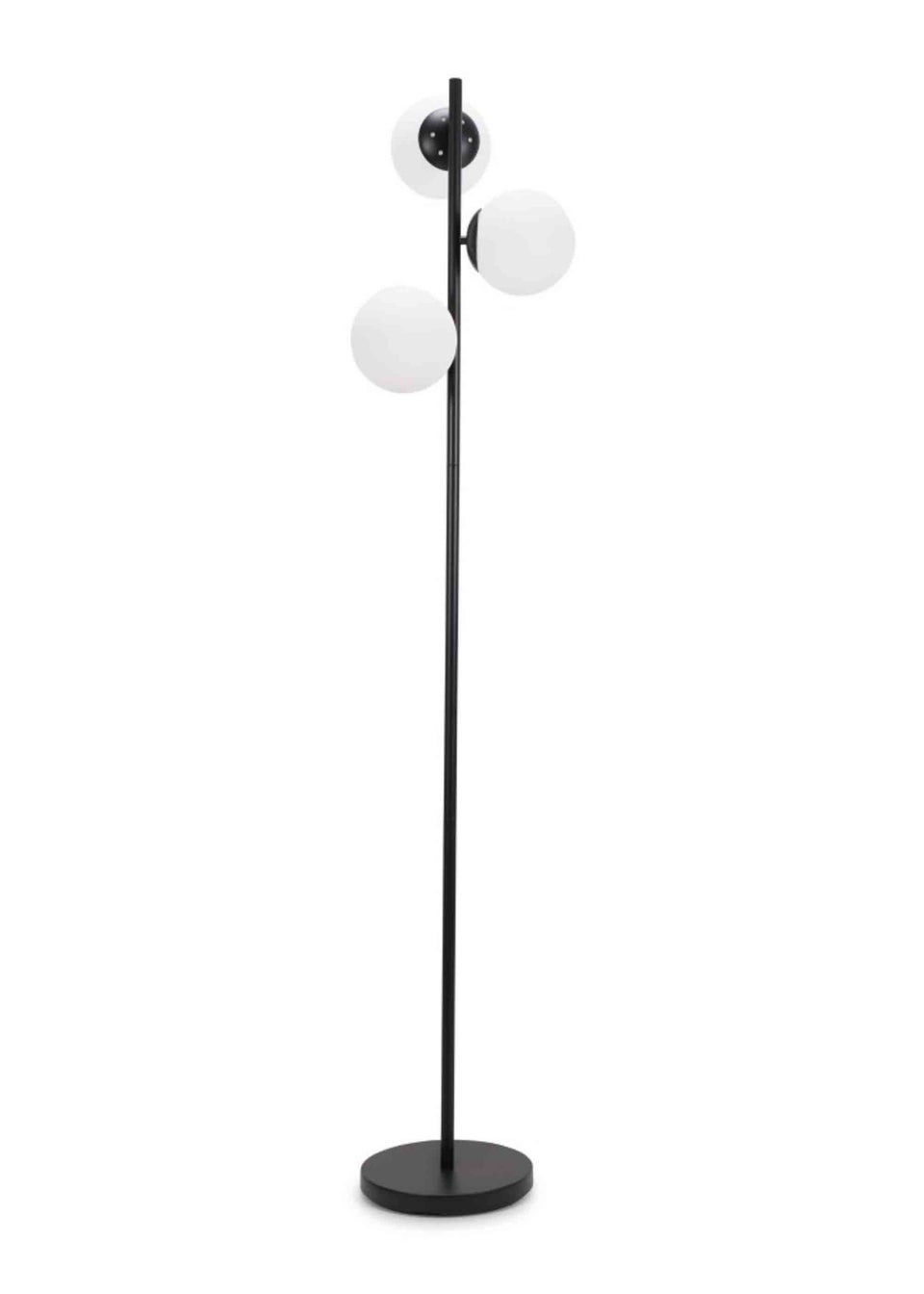 ValueLights Jas  Black Floor Lamp with White Globe Shade (159cm x 35cm x 25cm)
