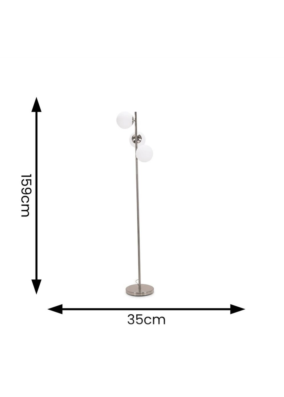 ValueLights Jas  Silver Floor Lamp with White Globe Shade (159cm x 31cm x 31cm)