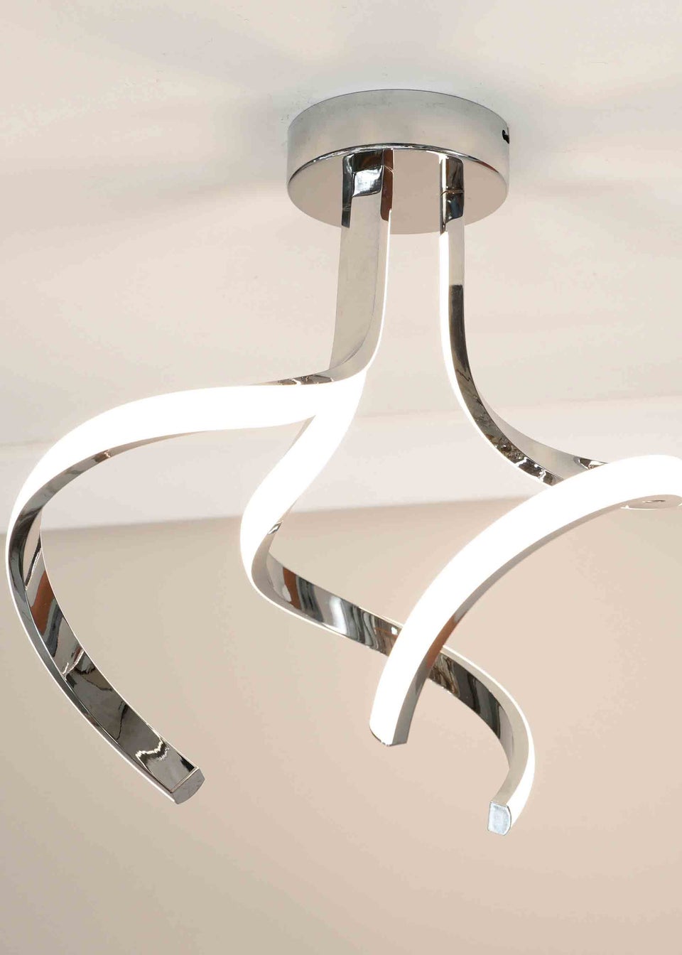 ValueLights Infinity Silver Flush Light with White  Shade Integrated LED (38cm x 35cm x 34.5cm)