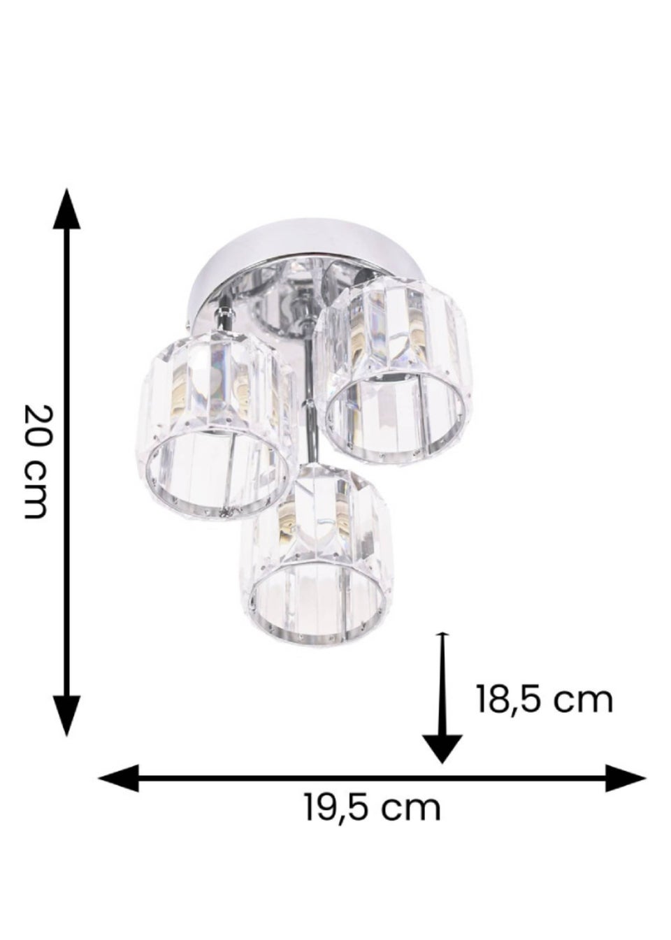 ValueLights Beth Polished Silver Semi-Flush Light with White  Shade (20cm x 19.5cm x 18.5cm)
