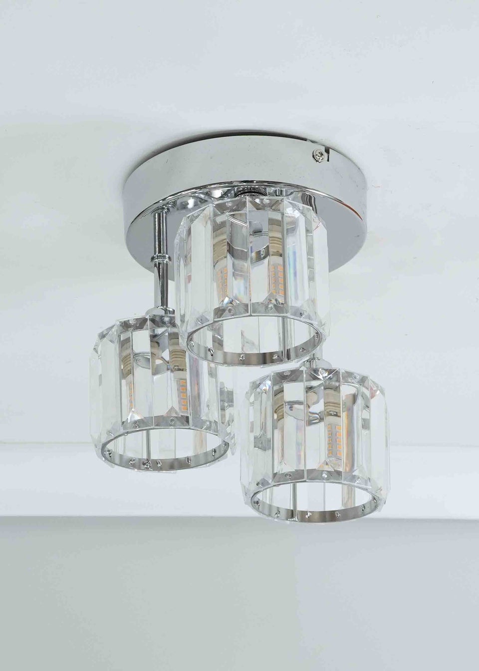 ValueLights Beth Polished Silver Semi-Flush Light with White  Shade (20cm x 19.5cm x 18.5cm)