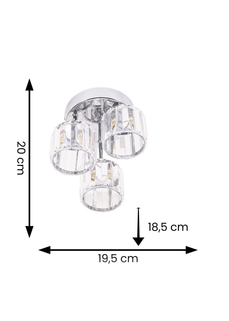 ValueLights Beth Polished Silver Semi-Flush Light with White  Shade (20cm x 19.5cm x 18.5cm)