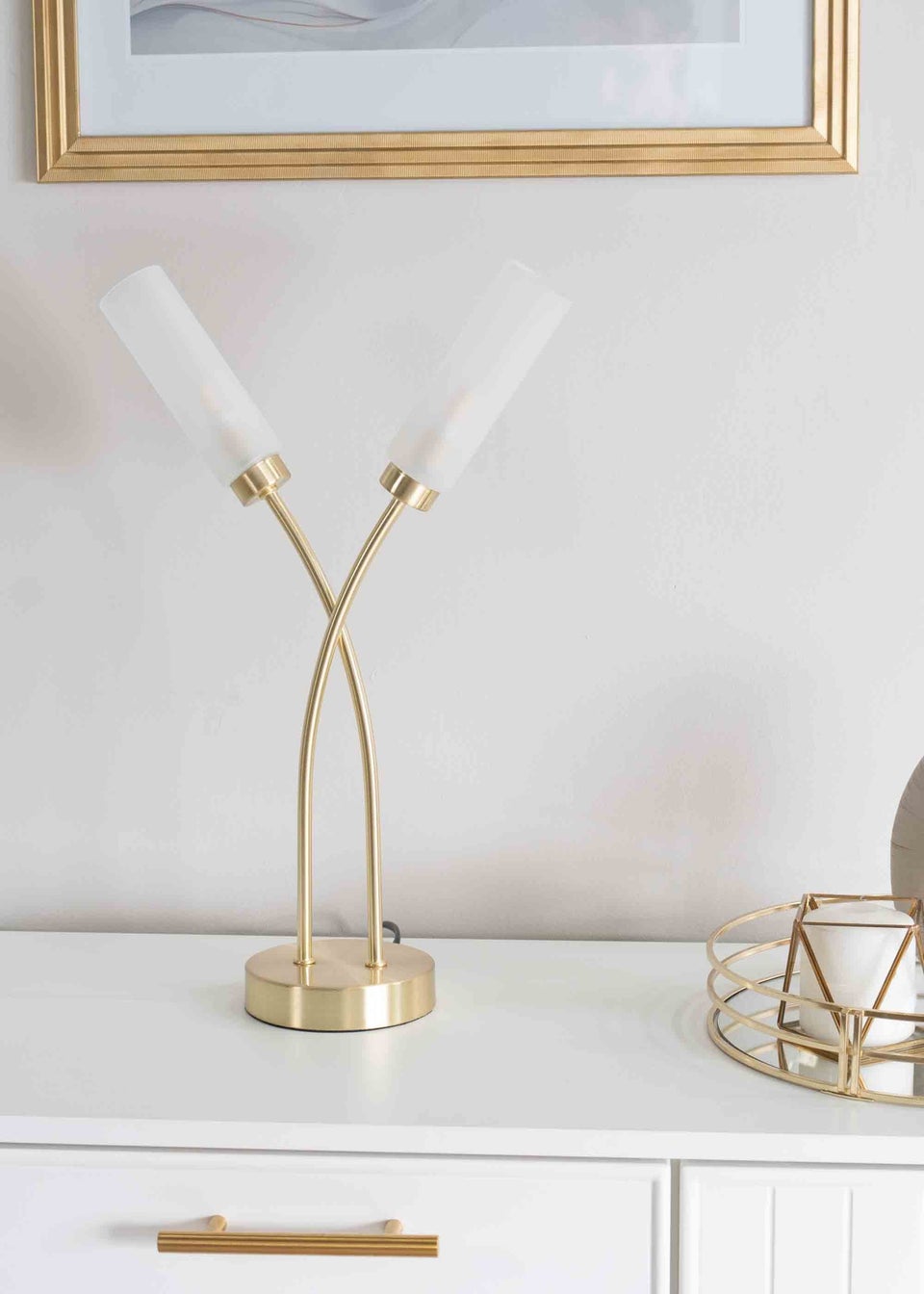 ValueLights Maya Gold Table Lamp with White Drum Shade