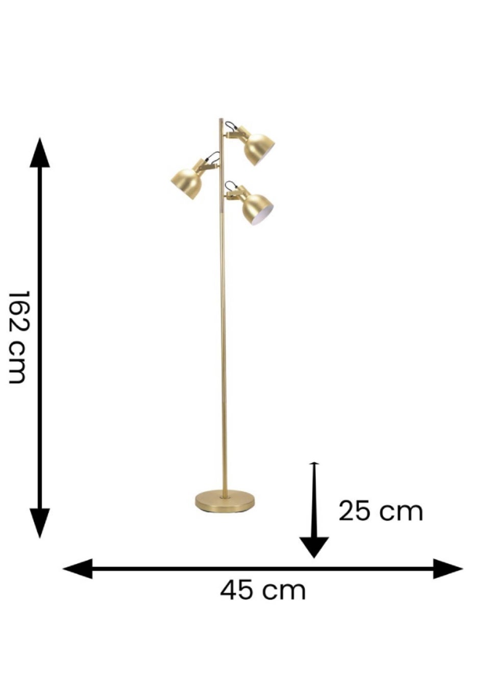ValueLights Brushed Gold Floor Lamp with Silver Dome Shade (162cm x 45cm x 25cm)