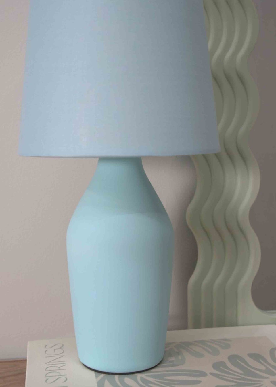 ValueLights Arlo Matte Blue Table Lamp with Blue Tapered Shade