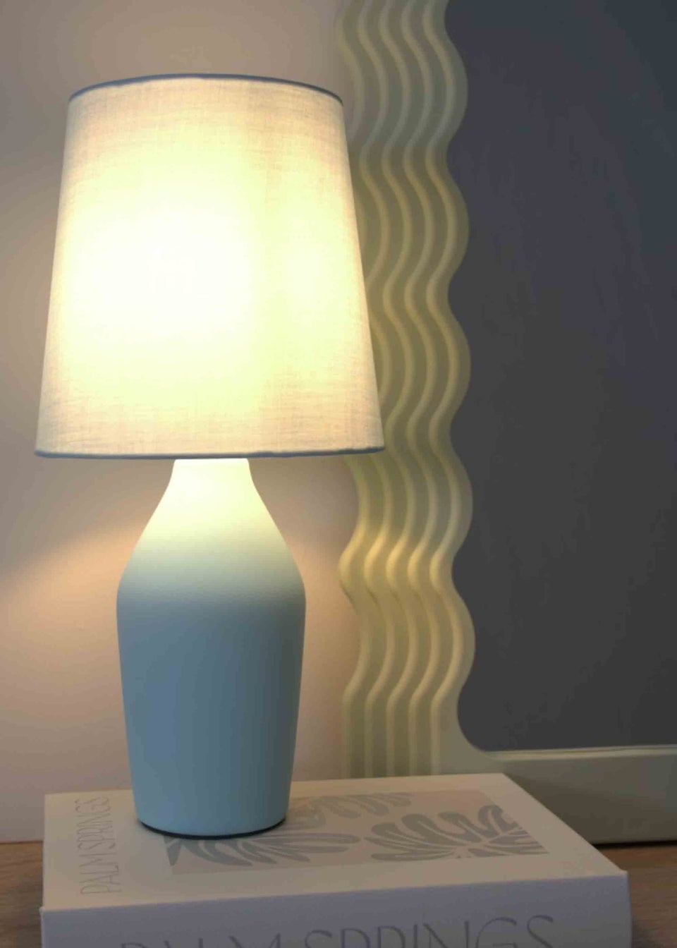ValueLights Arlo Matte Blue Table Lamp with Blue Tapered Shade
