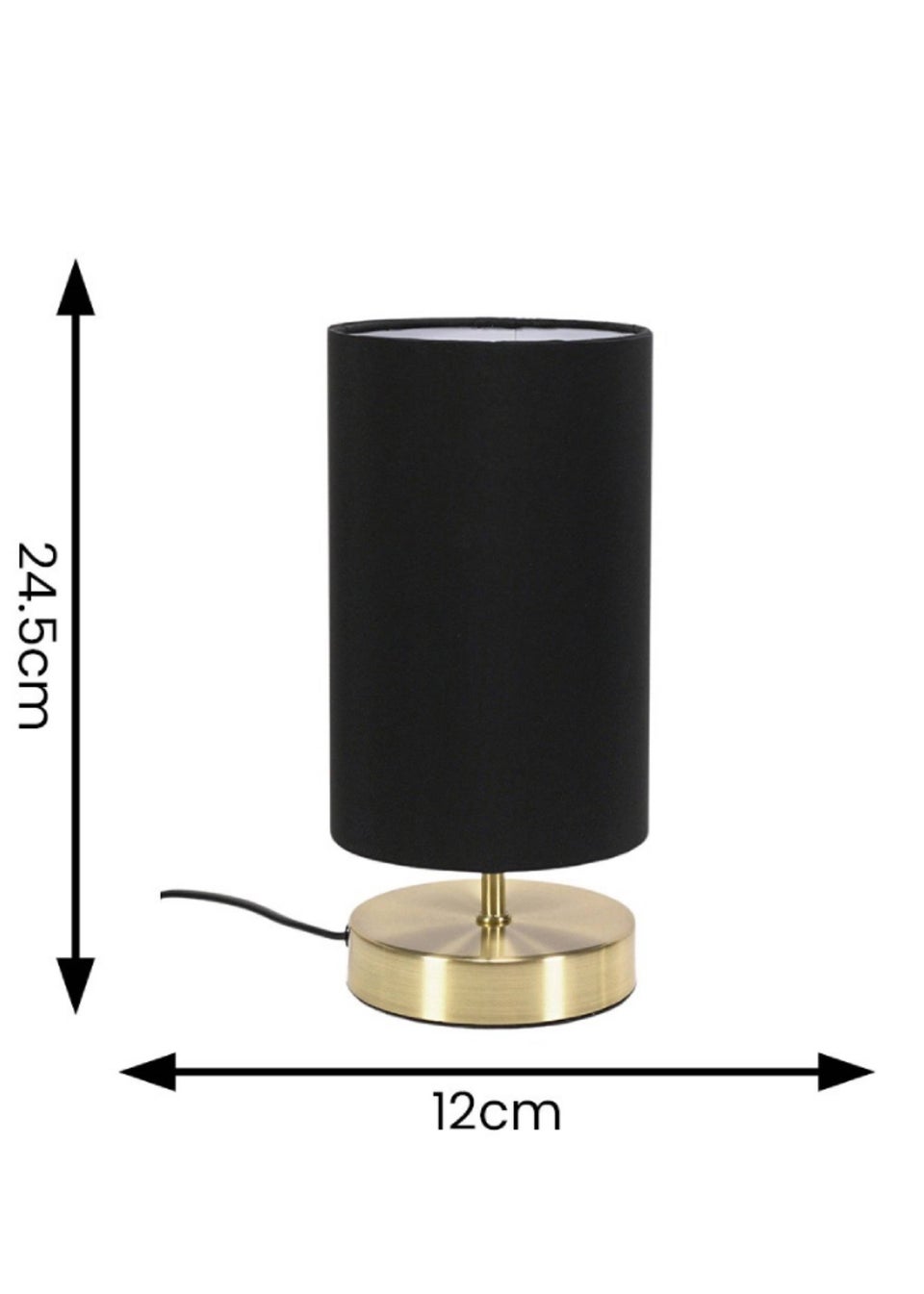 ValueLights Francis Dimmable Brushed Gold Table Lamp with Black Drum Shade