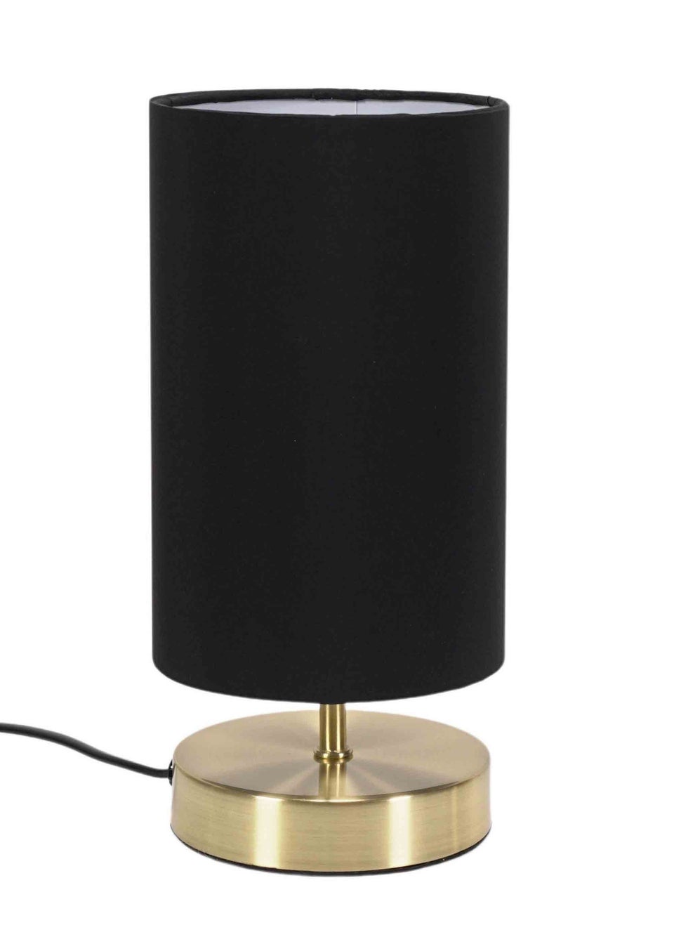 ValueLights Francis Dimmable Brushed Gold Table Lamp with Black Drum Shade