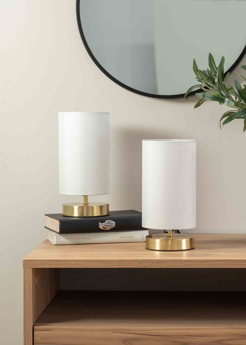 ValueLights Francis Dimmable Brushed Gold Table Lamp with White Drum Shade
