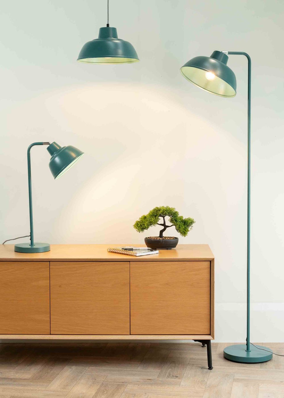 ValueLights Morris Matte Teal Table Lamp with Teal Dome Shade