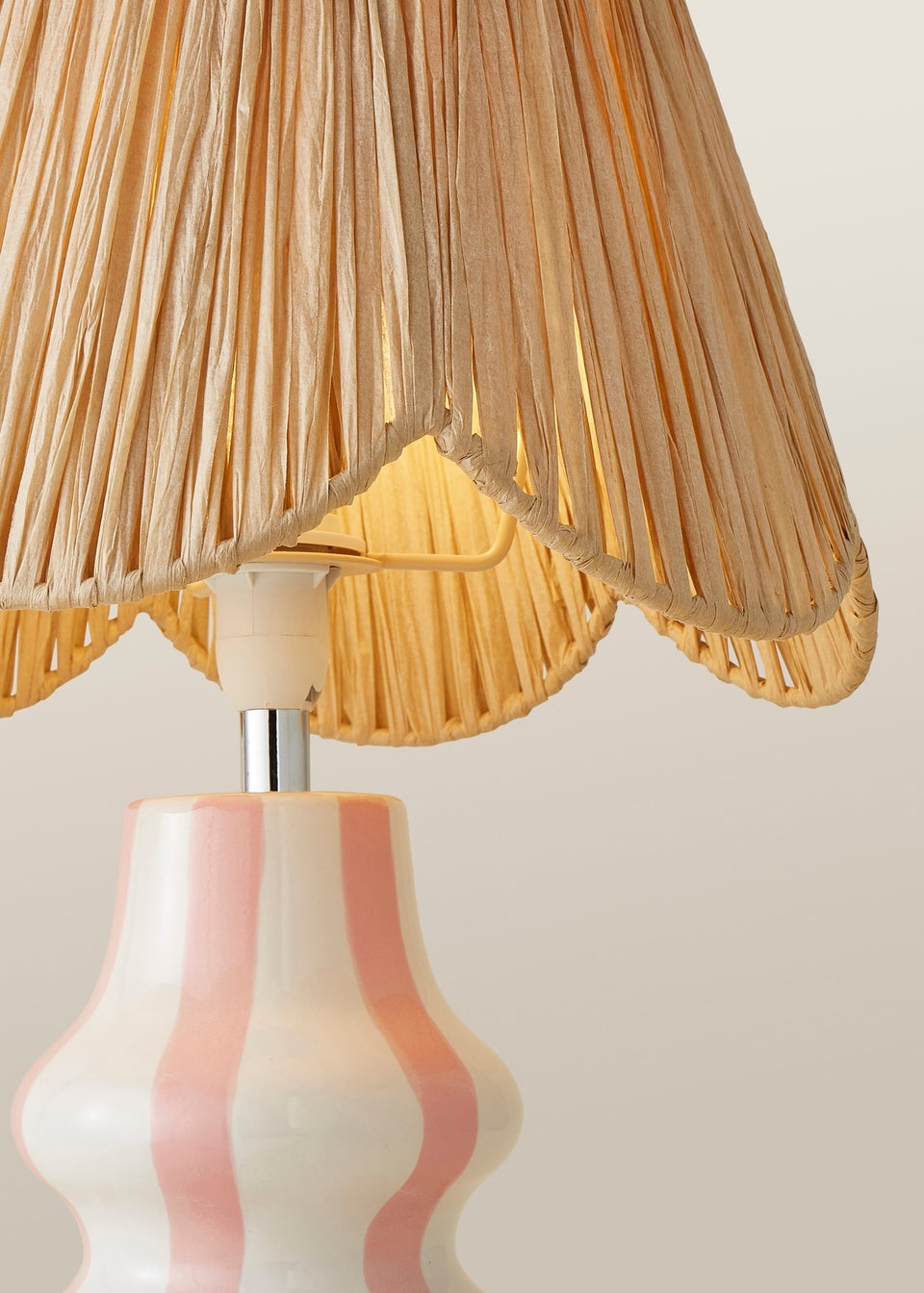 ValueLights Perrie Gloss Pink Table Lamp with Natural Tapered Shade