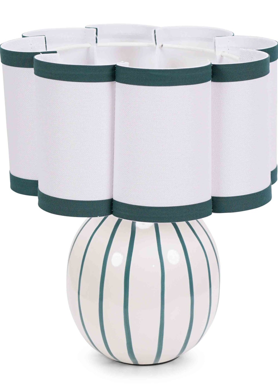 ValueLights Rohan Gloss Green Table Lamp with Cream Drum Shade