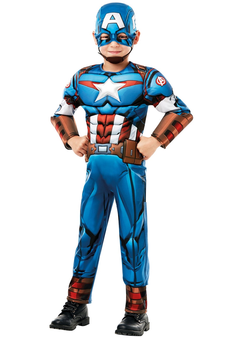 Captain America Fancy Dress Costume Deluxe (3-8 yrs)