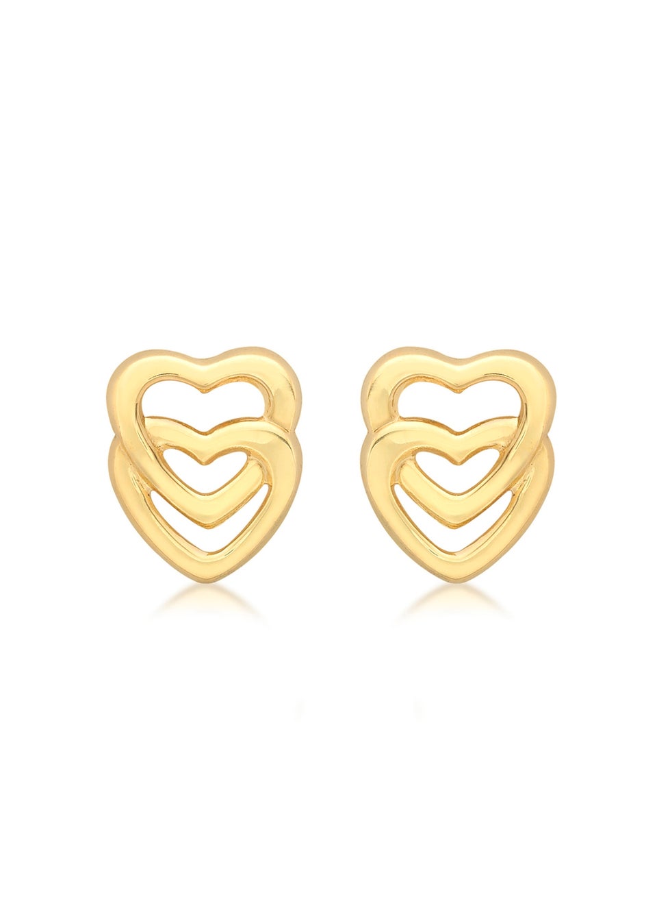 Golden Moments 9ct Yellow Gold Entwined-Hearts Stud Earrings