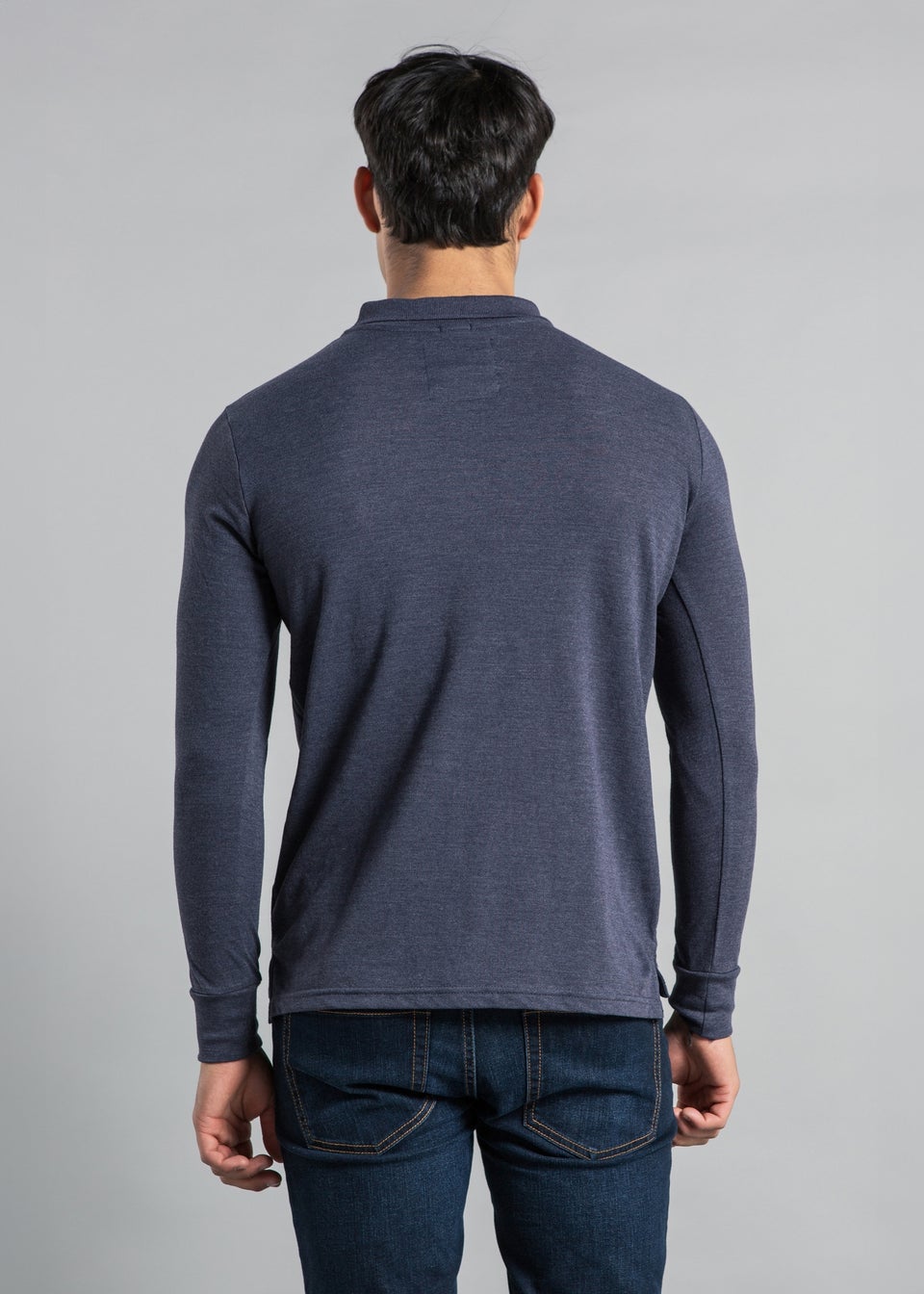 Tokyo Laundry Blue Cotton Long Sleeve Polo