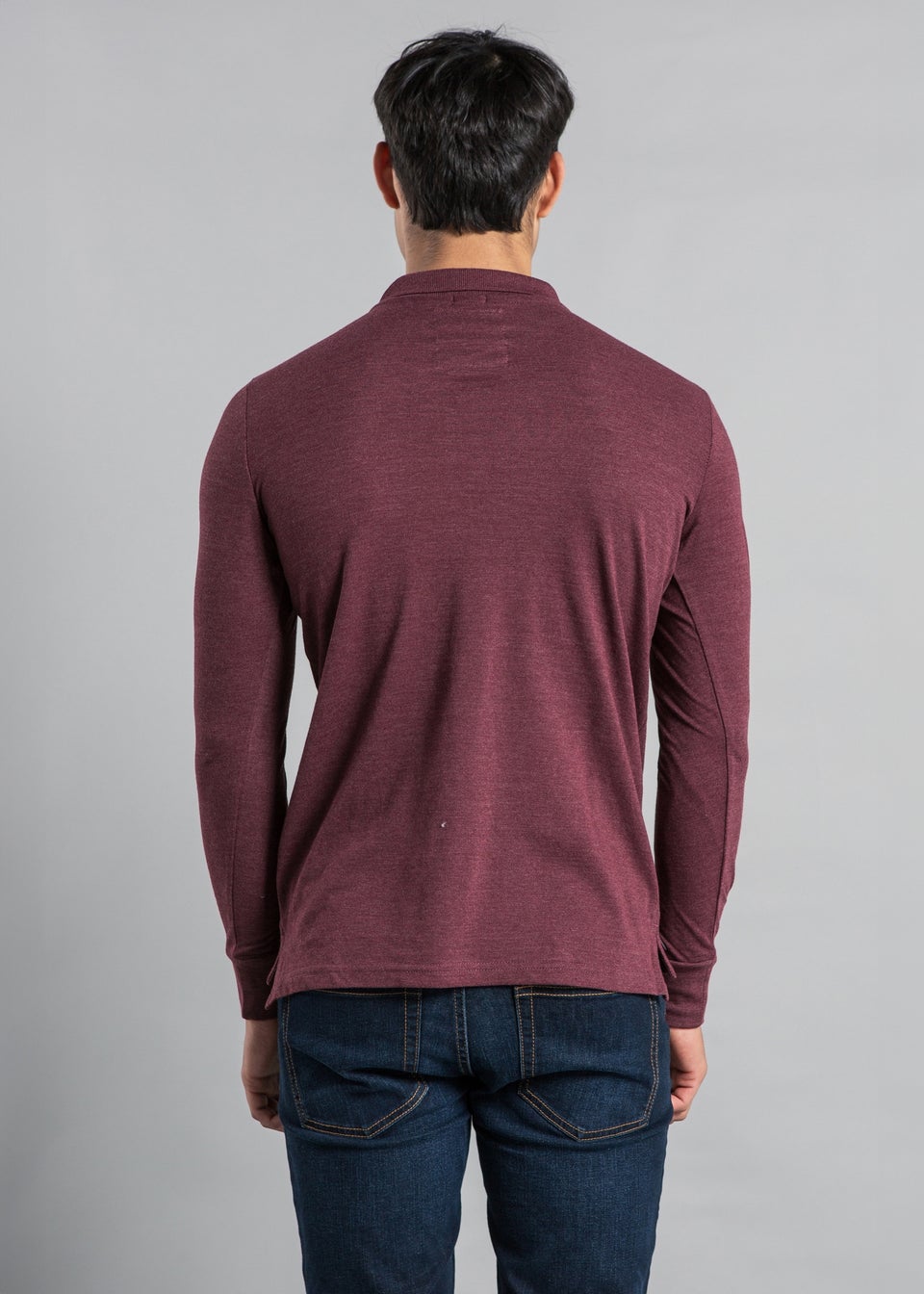 Tokyo Laundry Burgundy Cotton Long Sleeve Polo
