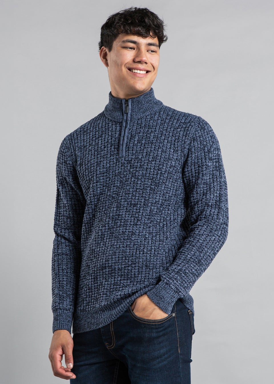 Tokyo Laundry Blue Funnel Neck Twisted Yarn Jumper