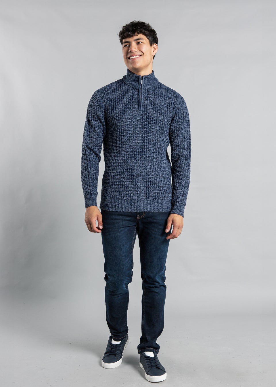 Tokyo Laundry Blue Funnel Neck Twisted Yarn Jumper