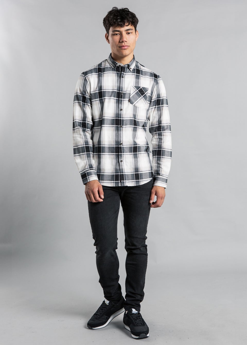 Tokyo Laundry Black Flannel Shirt with Large Checked Print
