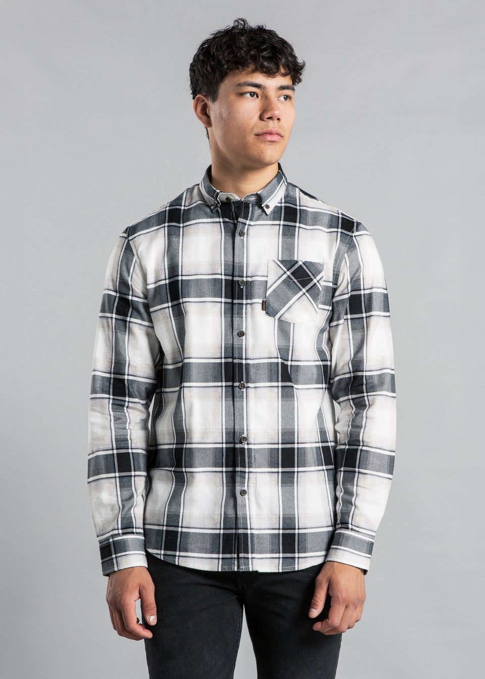 Tokyo Laundry Black Flannel Shirt with Large Checked Print