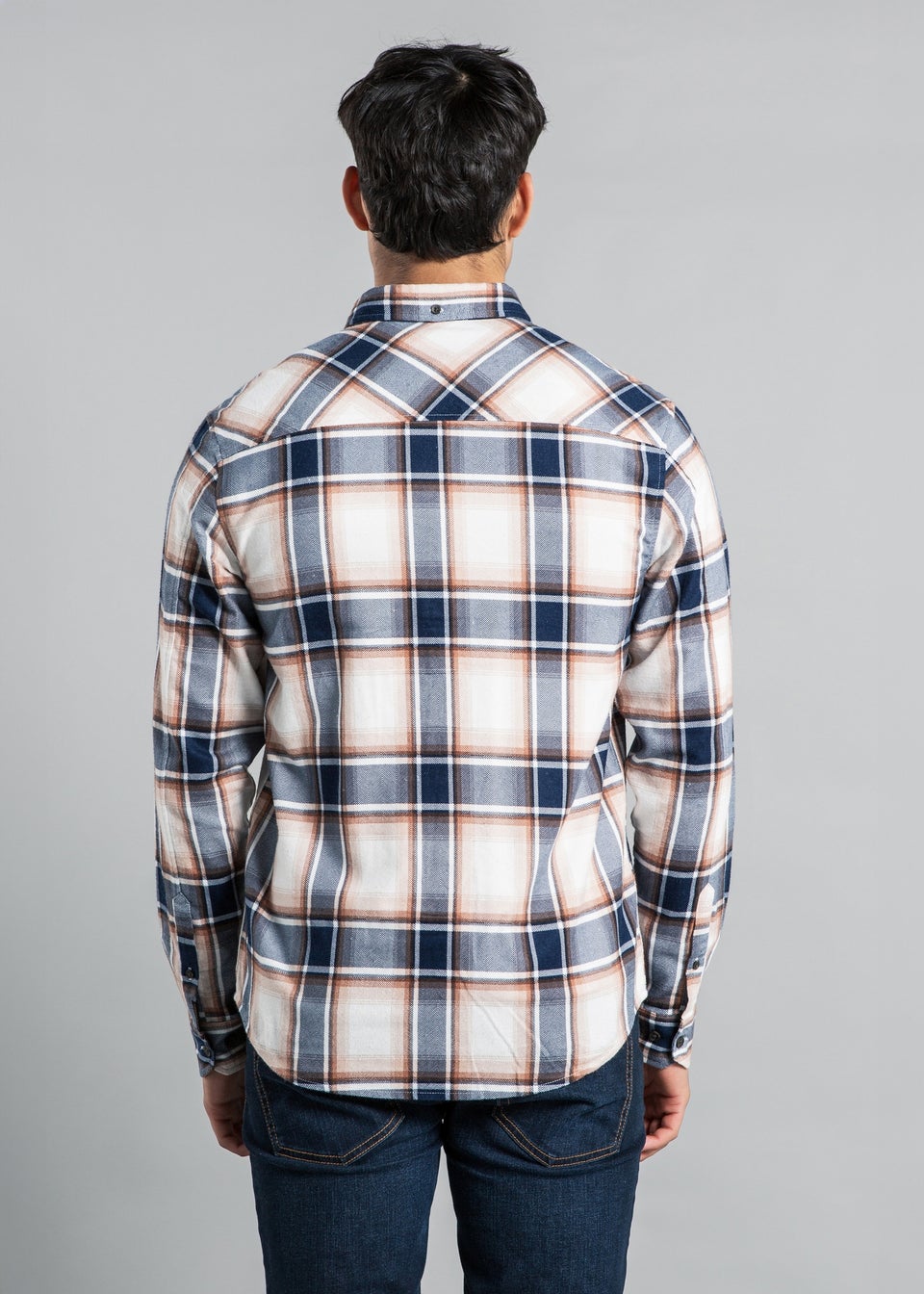 Tokyo Laundry Navy Flannel Shirt with Large Checked Print
