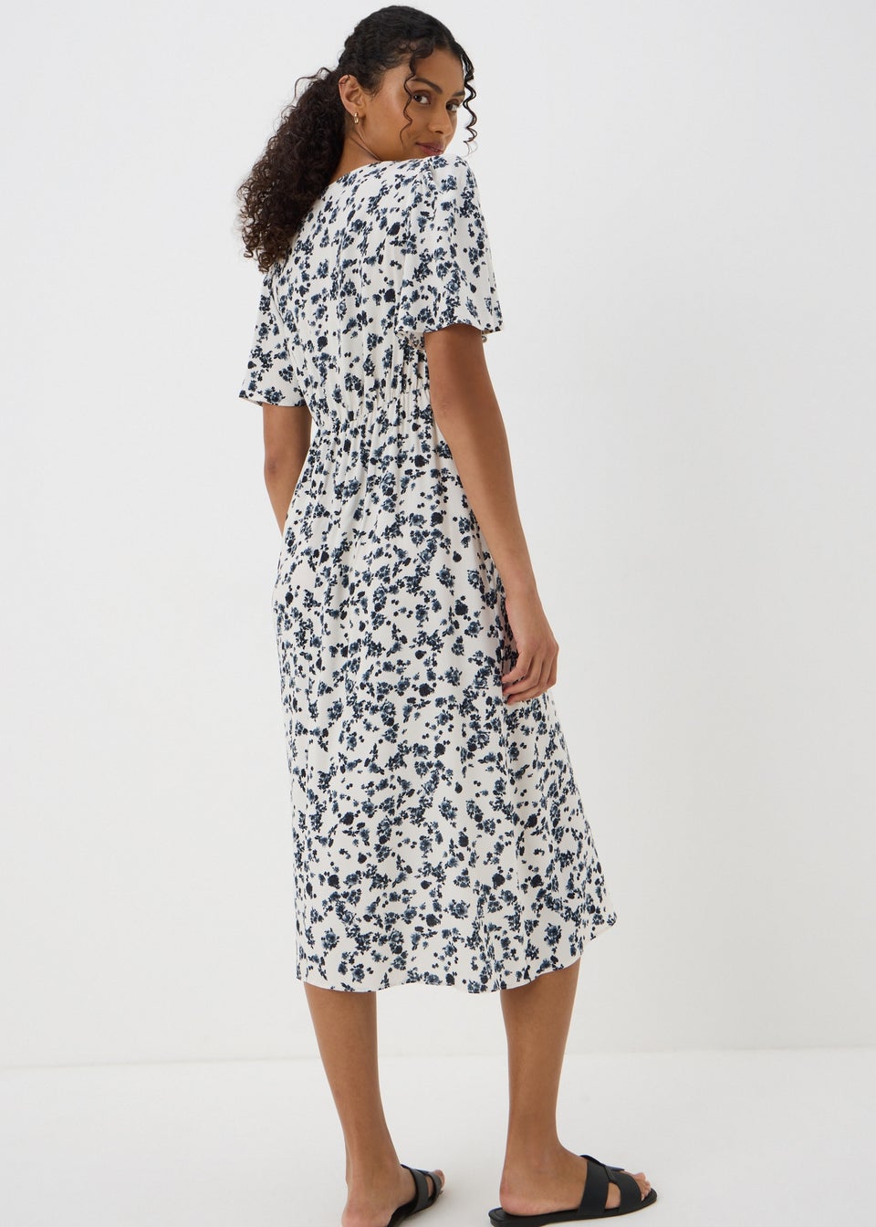 Black Floral Mono Midi Dress
