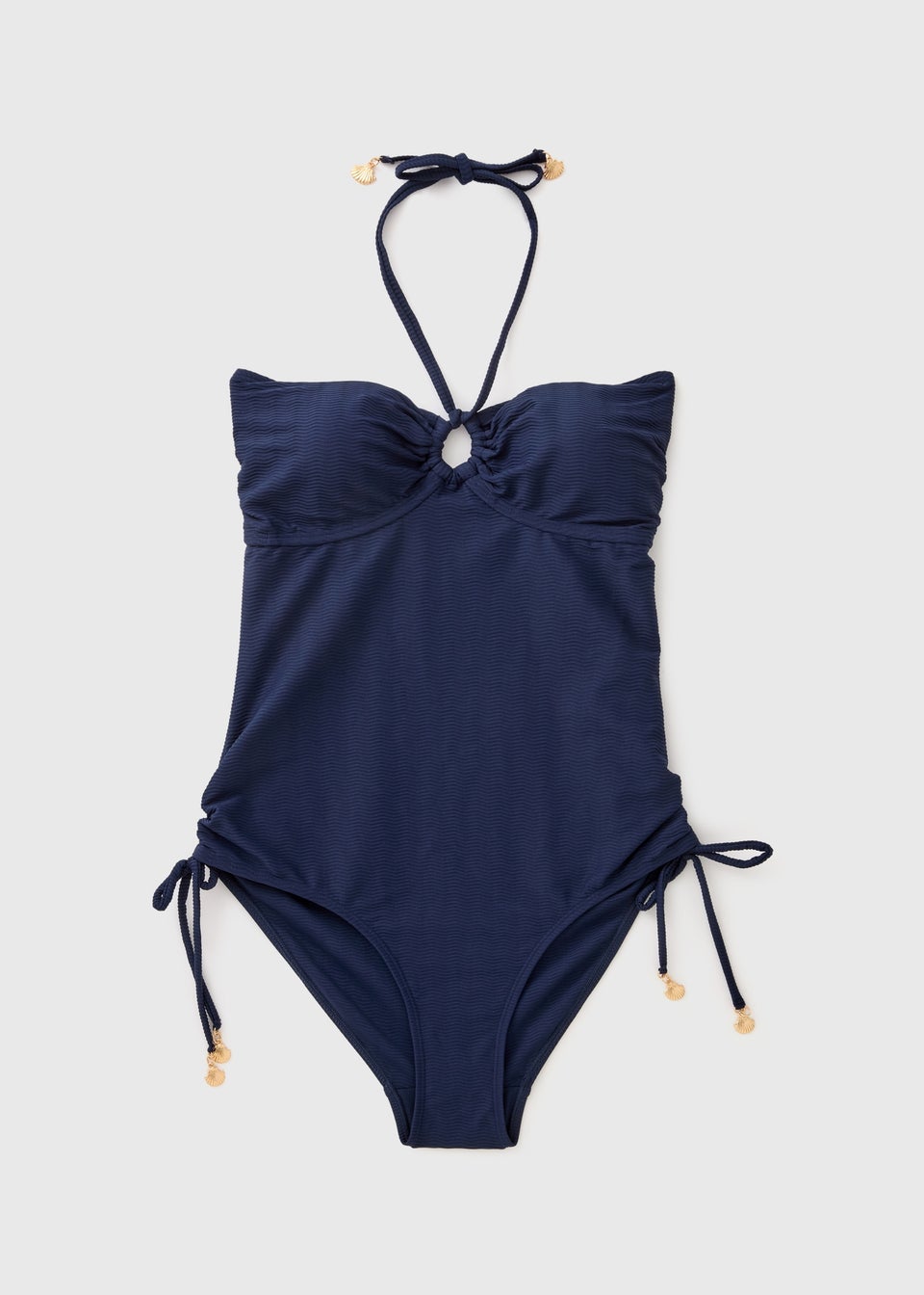 Navy Tie Halterneck Swimsuit