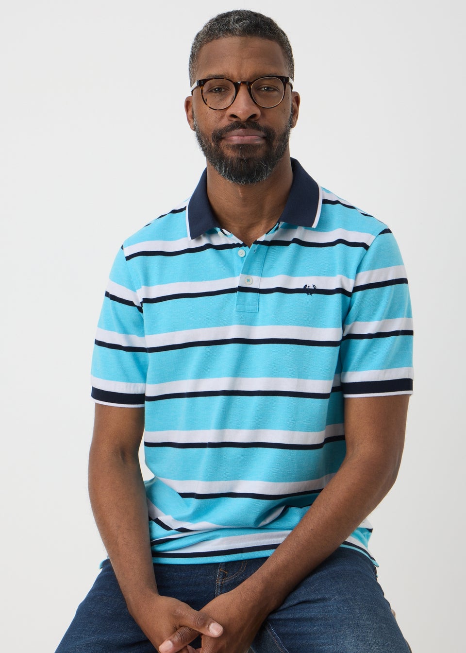 Lincoln Bright Blue Striped Polo Shirt