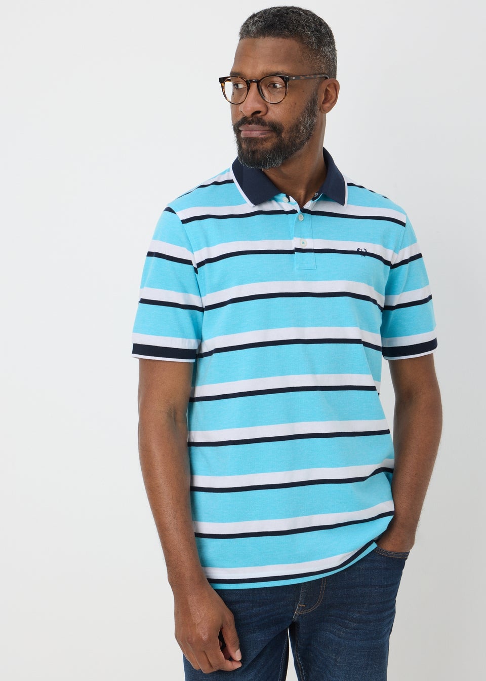 Lincoln Bright Blue Striped Polo Shirt