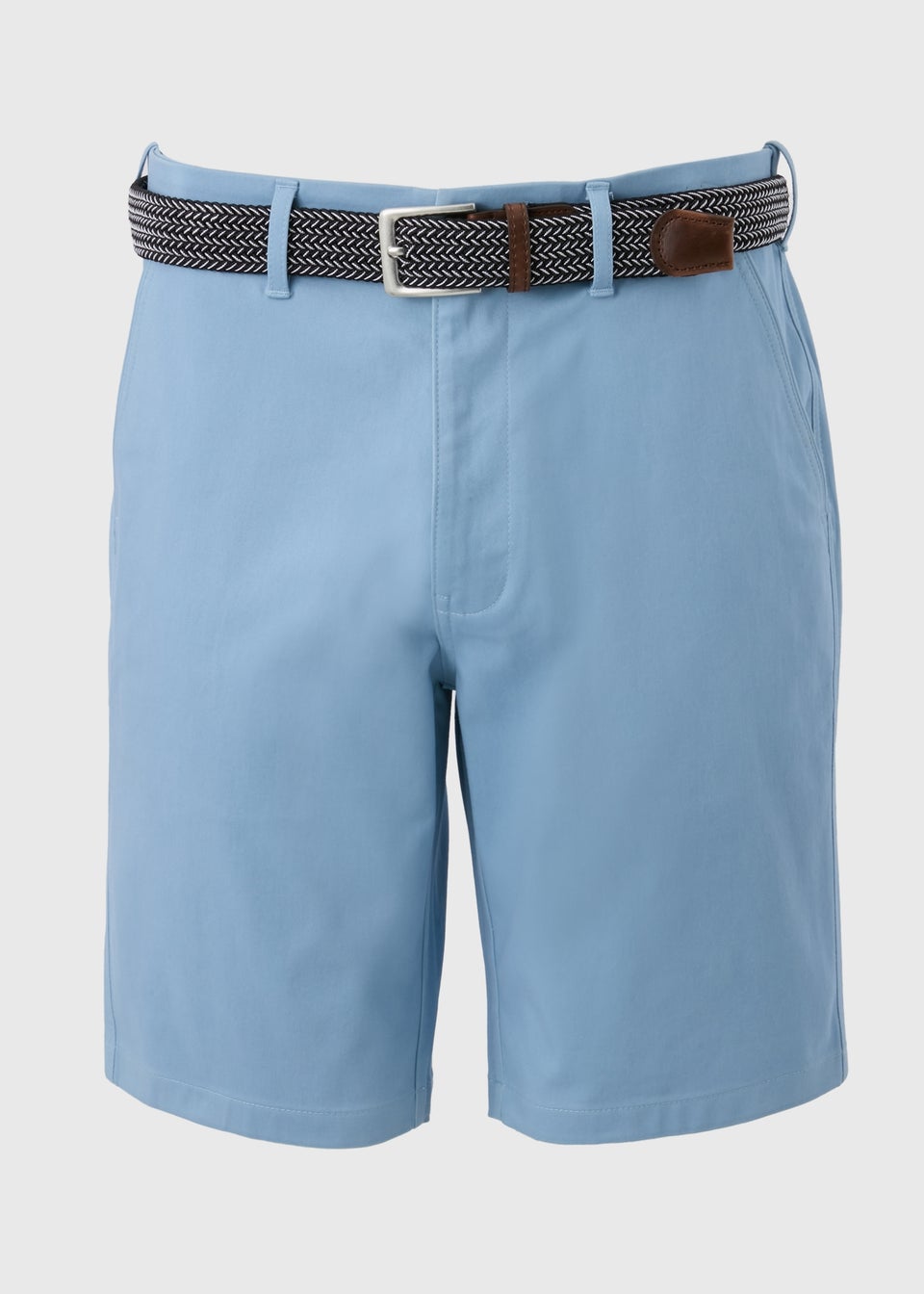 Light Blue Belted Chino Shorts