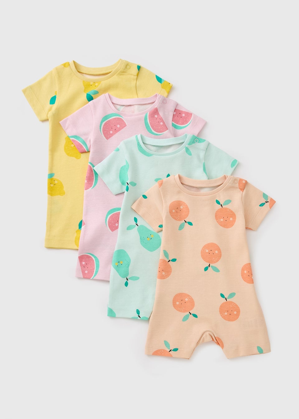 4 Pack Baby Multicolour Fruit Rompers (Newborn-18mths)