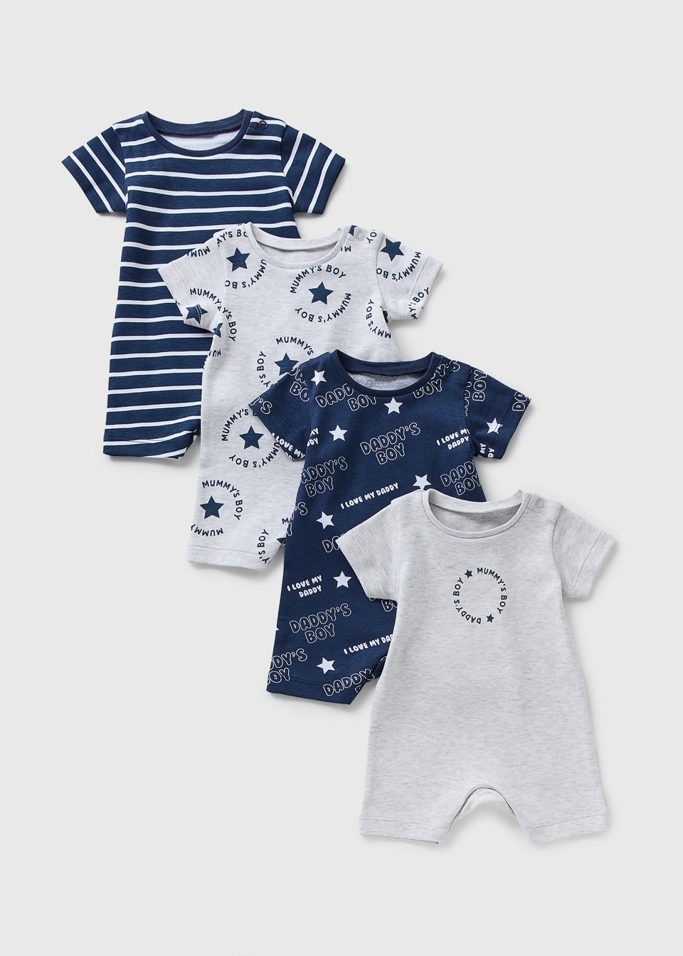 4 Pack Baby Navy Star Rompers (Newborn-18mths)
