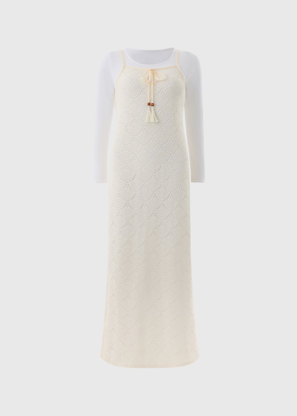 Cream Crochet Maxi Dress