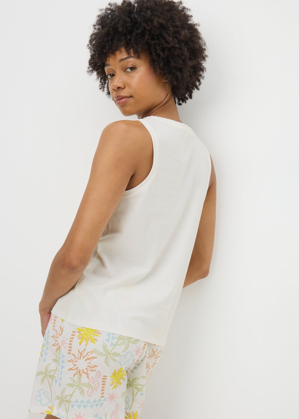 White Solice Vest & Shorts Pyjama Set