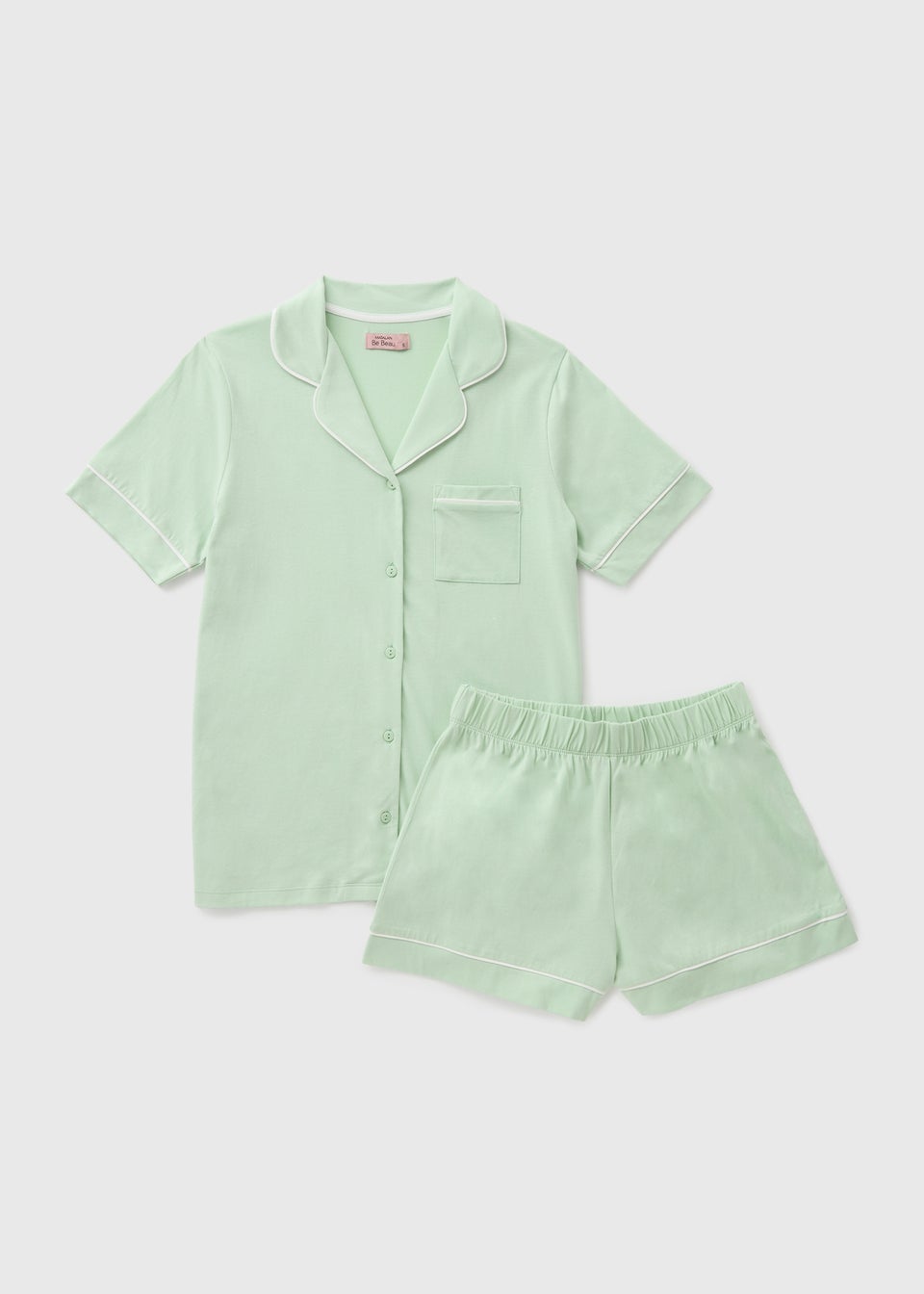 Green  Button Through Short Pyjama Set