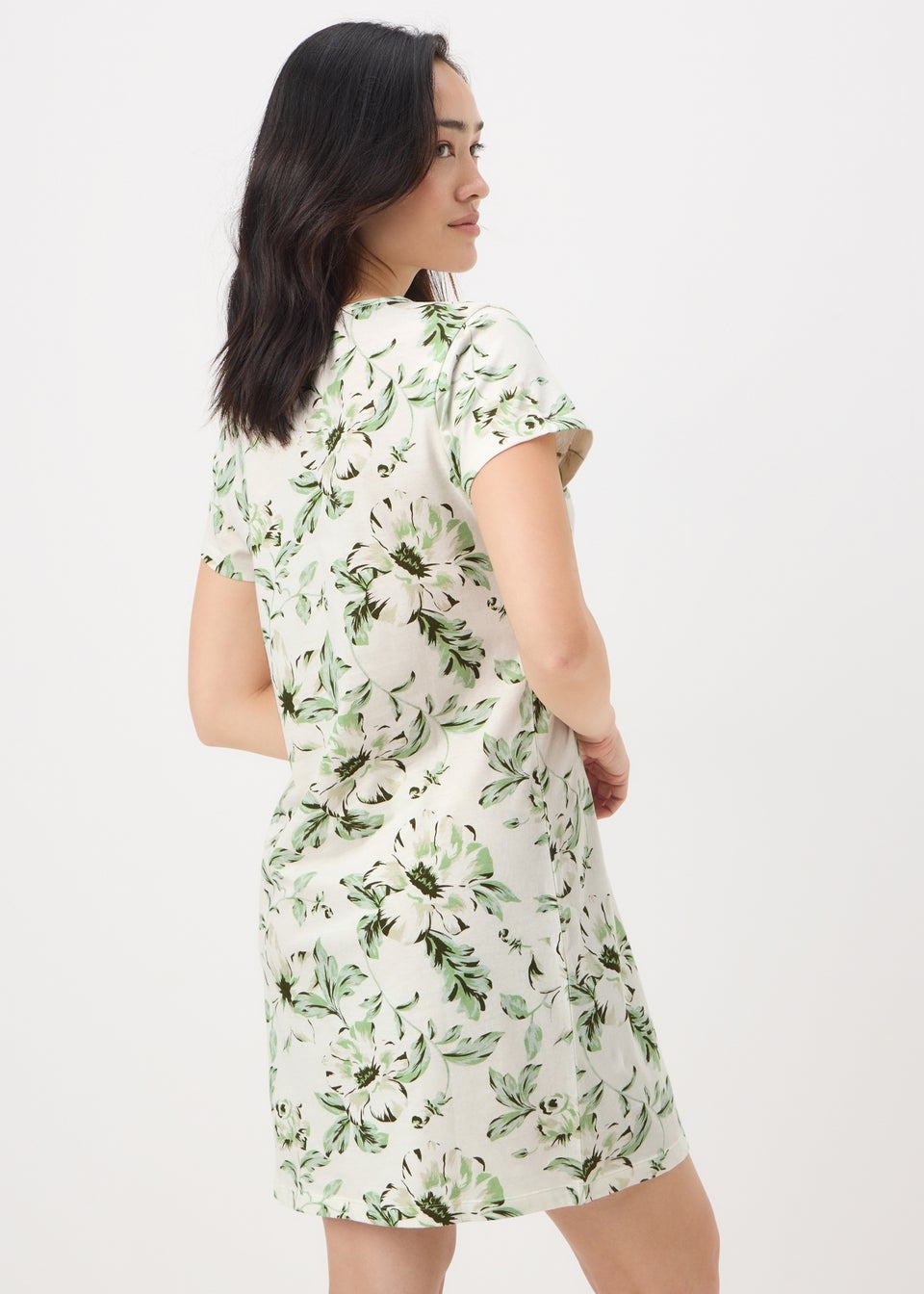 Green Floral Print T-Shirt Nightie